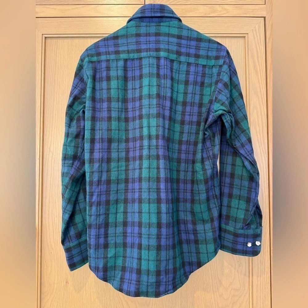 Vintage St. John's Bay Wool Black Watch Plaid Button Front Shirt / medium